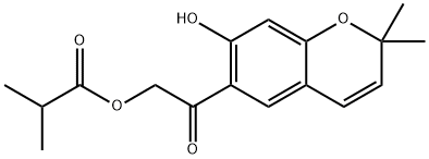 2-Methylpropanoic acid [2-(7-hydroxy-2,2-dimethyl-2H-1-benzopyran-6-yl)-2-oxoethyl] ester Structure