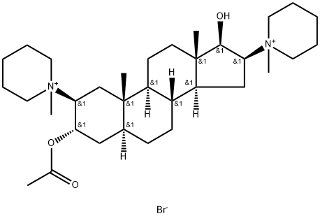 1,1'-[(5α)-3α-(アセチルオキシ)-17β-ヒドロキシアンドロスタン-2β,16β-ジイル]ビス(1-メチルピペリジニウム)·ジブロミド 化学構造式