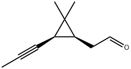 Cyclopropaneacetaldehyde, 2,2-dimethyl-3-(1-propynyl)-, (1S,3R)- (9CI) Structure