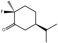 Cyclohexanone, 2-fluoro-2-methyl-5-(1-methylethyl)-, (2S,5R)- (9CI) 化学構造式