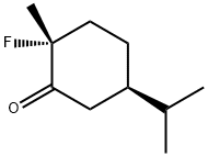 Cyclohexanone, 2-fluoro-2-methyl-5-(1-methylethyl)-, (2R,5R)- (9CI) 化学構造式