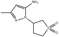 1-(1,1-ジオキシドテトラヒドロ-3-チエニル)-3-メチル-1H-ピラゾール-5-アミン 化学構造式