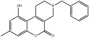 1,2,3,4-Tetrahydro-3-benzyl-10-hydroxy-8-methyl-5H-[1]benzopyrano[3,4-c]pyridin-5-one Struktur