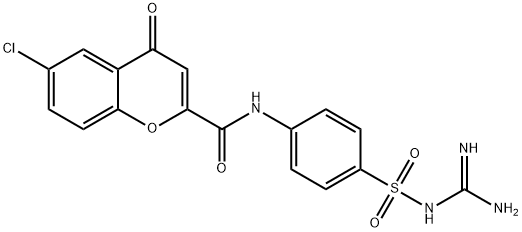 N-[4-(アミジノスルファモイル)フェニル]-6-クロロ-4-オキソ-4H-1-ベンゾピラン-2-カルボアミド 化学構造式