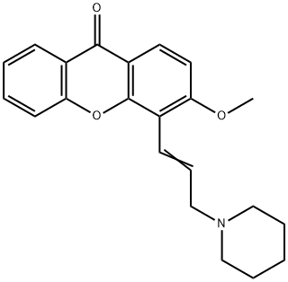 3-メトキシ-4-(3-ピペリジノ-1-プロペン-1-イル)-9H-キサンテン-9-オン 化学構造式
