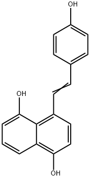 4-(p-ヒドロキシスチリル)-1,5-ナフタレンジオール 化学構造式