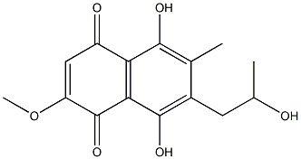 (+)-5,8-ジヒドロキシ-7-(2-ヒドロキシプロピル)-2-メトキシ-6-メチル-1,4-ナフトキノン 化学構造式