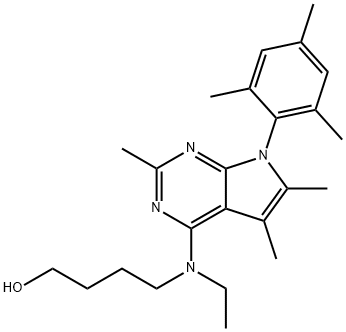 4-(N-ETHYL-N-4-HYDROXYBUTYL)AMINO-2,5,6-TRIMETHYL-7-(2,4,6-TRIMETHYLPHENYL)PYRROLO[2,3-D]PYRIMIDINE HYDROCHLORIDE,276890-57-4,结构式