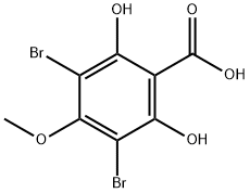 2,6-Dihydroxy-4-methoxy-3,5-dibromobenzoic acid Struktur