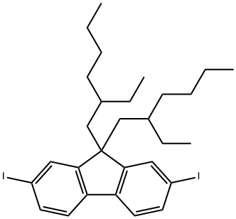 2,7-ジヨード-9,9-ジ(2-エチルヘキシル)-9H-フルオレン 化学構造式