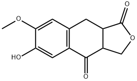 3,3a,9,9a-テトラヒドロ-6-ヒドロキシ-7-メトキシナフト[2,3-c]フラン-1,4-ジオン 化学構造式