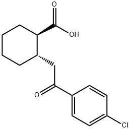 TRANS-2-[2-(4-クロロフェニル)-2-オキソエチル]シクロヘキサン-1-カルボン酸 化学構造式