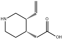 (3R,4S)-3-ビニル-4-ピペリジン酢酸 化学構造式