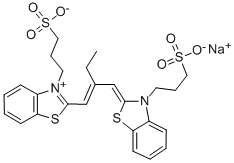 3-(3-SULFOPROPYL)-2-(2-((3-SULFOPROPYL)-2-(3H)-BENZOTHIAZOLYLIDENE)METHYL)-1-BUTENYL)-BENZOTHIAZOLIUM HYDROXIDE, INNER SALT, SODIUM SALT Structure