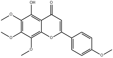 2-(4-メトキシフェニル)-5-ヒドロキシ-6,7,8-トリメトキシ-4H-1-ベンゾピラン-4-オン 化学構造式