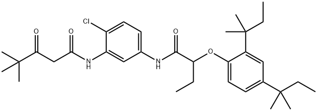 N-[5-[[2-[2,4-ビス(1,1-ジメチルプロピル)フェノキシ]-1-オキソブチル]アミノ]-2-クロロフェニル]-4,4-ジメチル-3-オキソペンタンアミド 化学構造式