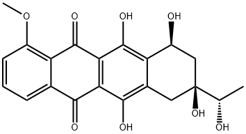 5,12-Naphthacenedione, 7,8,9,10-tetrahydro-6,8,10,11-tetrahydroxy-8-(1S)-1-hydroxyethyl-1-methoxy-, (8S,10S)- Structure