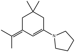 1-[5,5-ジメチル-3-(1-メチルエチリデン)-1-シクロヘキセン-1-イル]ピロリジン 化学構造式