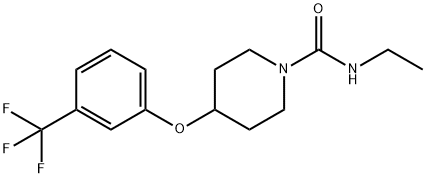 N-エチル-4-(3-トリフルオロメチルフェノキシ)-1-ピペリジンカルボアミド 化学構造式