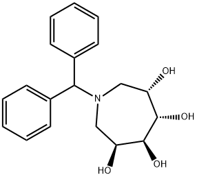 1H-Azepine-3,4,5,6-tetrol, 1-(diphenylmethyl)hexahydro-, (3S,4S,5S,6S)- 化学構造式