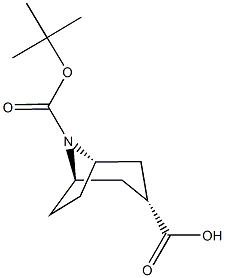8-Azabicyclo[3.2.1]octane-3,8-dicarboxylic acid, 8-(1,1-dimethylethyl) ester, (3-exo)- Structure