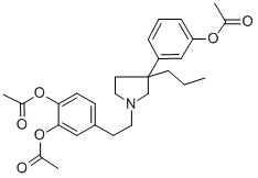 4-(2-(3-(m-Hydroxyphenyl)-3-propyl-1-pyrrolidinyl)ethyl)pyrocatechol t riacetate 化学構造式