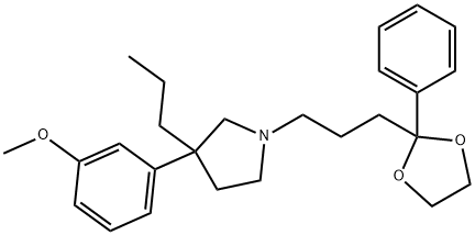 3-(m-メトキシフェニル)-1-[3-(2-フェニル-1,3-ジオキソラン-2-イル)プロピル]-3-プロピルピロリジン 化学構造式