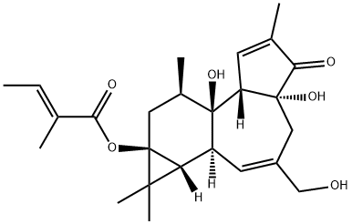 12-デオキシホルボール13-アンゲラート 化学構造式