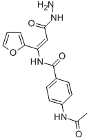 2-Furanacrylic acid, alpha-(p-acetamidobenzamido)-, hydrazide Struktur