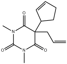 5-アリル-5-(2-シクロペンテン-1-イル)-1,3-ジメチルバルビツル酸 化学構造式