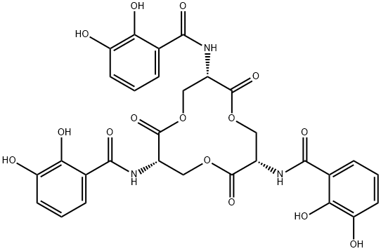 (3S,7S,11S)-3,7,11-トリス(2,3-ジヒドロキシベンゾイルアミノ)-1,5,9-トリオキサシクロドデカン-2,6,10-トリオン 化学構造式