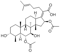 (9β,13α,14β)-6α,16β-ビス(アセチルオキシ)-3α,7β-ジヒドロキシ-29-ノル-5α-ダンマラ-17(20),24-ジエン-21-酸 化学構造式