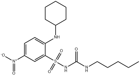 2-(CYCLOHEXYLAMINO)-5-NITRO-N-[(PENTYLAMINO)CARBONYL]-BENZENESULFONAMIDE 化学構造式
