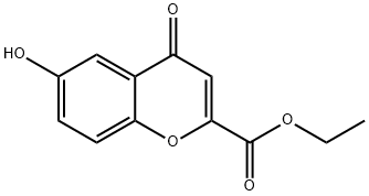 6-ヒドロキシ-4-オキソ-4H-1-ベンゾピラン-2-カルボン酸エチル 化学構造式