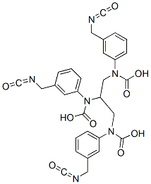 トリス[3-イソシアナト(メチル)フェニル]カルバミド酸1,2,3-プロパントリイル 化学構造式