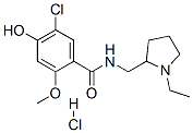 5-chloro-N-[(1-ethyl-2-pyrrolidinyl)methyl]-4-hydroxy-2-methoxybenzamide monohydrochloride 化学構造式