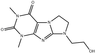 7,8-ジヒドロ-8-(2-ヒドロキシエチル)-1,3-ジメチル-1H-イミダゾ[2,1-f]プリン-2,4(3H,6H)-ジオン 化学構造式