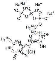 GUANOSINE-13C10, 15N5 5'-TRIPHOSPHATE SODIUM SALT 99 ATOM %13C 99 ATOM%15N Struktur