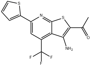 1-(3-AMINO-6-THIOPHEN-2-YL-4-TRIFLUOROMETHYL-THIENO[2,3-B]PYRIDIN-2-YL)-ETHANONE,285980-95-2,结构式