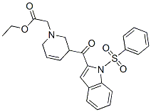 1,2,3,6-Tetrahydro-3-[[1-(phenylsulfonyl)-1H-indol-2-yl]carbonyl]pyridine-1-acetic acid ethyl ester 结构式