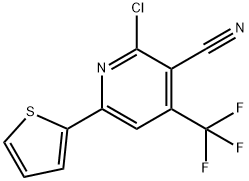 2-CHLORO-6-(2-THIENYL)-4-(TRIFLUOROMETHYL)NICOTINONITRILE 化学構造式