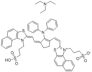4,5,4',5'-DIBENZOTHIATRICARBOCYANINE HYDROXIDE, ANHYDRO-11-DIPHENYLAMINO-10,12-ETHYLENE-3,3'-BIS(3-SULFOPROPYL)-, SALT WITH TRIETHYLAMINE,28645-14-9,结构式