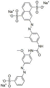 3-[[4-[[[[2-メトキシ-4-[[3-(ソジオオキシスルホニル)フェニル]アゾ]フェニル]アミノ]カルボニル]アミノ]-2-メチルフェニル]アゾ]-1,5-ナフタレンジスルホン酸ジナトリウム 化学構造式