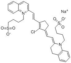 2-[2-[2-CHLORO-3-[2-[1,3-DIHYDRO-1-(4-SULFOBUTYL-2H-QUINOLINYLIDENE) ETHYLIDENE]-1-CYCLOPENTENE-1-YL]ETHENYL]-1(4-SULFOBUTYL)QUINOLINIUM], INNER SALT, MONOSODIUM SALT 化学構造式