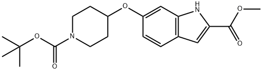 6-(1-BOC-哌啶-4-基氧基)吲哚-2-羧酸甲酯 结构式