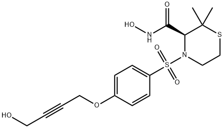 N-羟基-4-[[4-[(4-羟基-2-丁炔基)氧基]苯基]磺酰基]-2,2-二甲基-3-硫代吗啉甲酰胺,287405-51-0,结构式