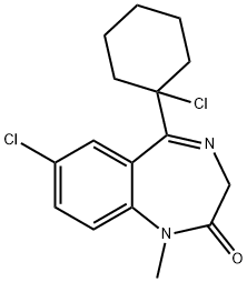 7-chloro-5-(1-chlorocyclohexyl)-1,3-dihydro-1-methyl-2H-1,4-benzodiazepin-2-one ,28781-62-6,结构式