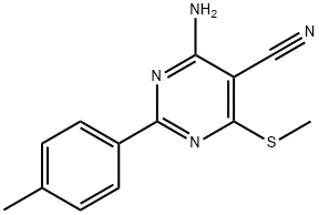 4-AMINO-2-(4-METHYLPHENYL)-6-(METHYLTHIO)PYRIMIDINE-5-CARBONITRILE 结构式