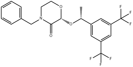 (2R)-2α-[(R)-1-[3,5-ビス(トリフルオロメチル)フェニル]エトキシ]-4-ベンジルモルホリン-3-オン 化学構造式