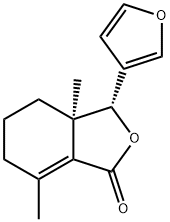 (3R)-3β-(3-フラニル)-3aβ,7-ジメチル-1,3,3a,4,5,6-ヘキサヒドロイソベンゾフラン-1-オン 化学構造式
